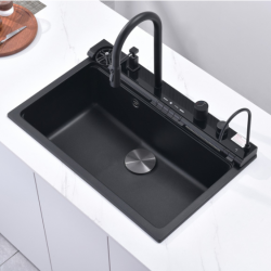 Ένθετος Νεροχύτης AQUARIS BG8276 BLACK + Μπαταρία Κουζίνας 7567131MB BLACK 